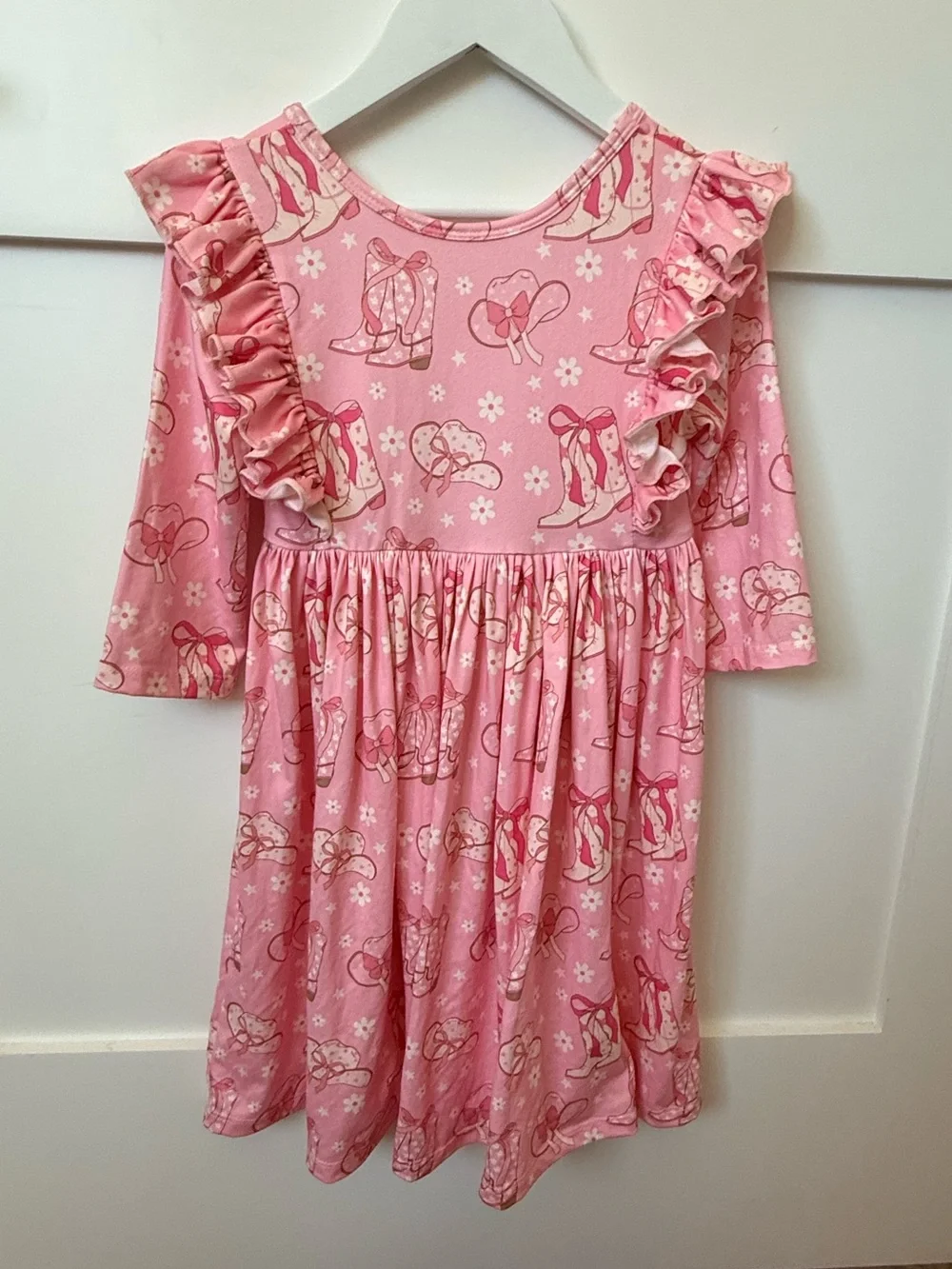 Mila Rose Girls Pink Ballet Print Ruffle Dress